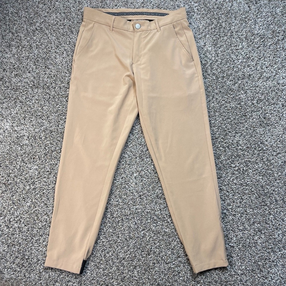 Primo Golf Jogger Pants Mens 30x26 Short Tan Khaki Stretch Performance Ankle Zip